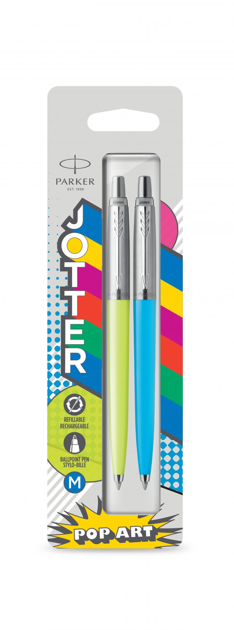 Jotter Originals 60's Pop Art Ballpen M Blue, Lime,Sky-blue 2-pak, Parker 2141357, 6stk