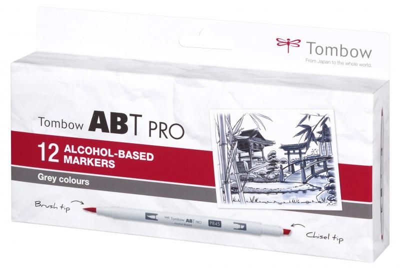 Marker ABT PRO Dual Brush 12P-3 Grey 12 farver, Tombow ABTP-12P-3