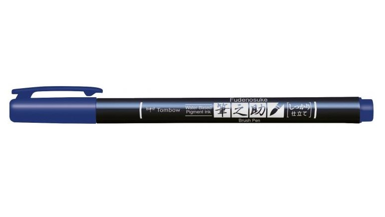 Brush pen Fudenosuke hrd bl, Tombow WS-BH15, 6stk