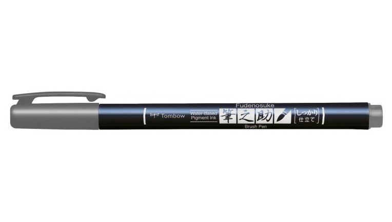 Brush pen Fudenosuke hrd gr, Tombow WS-BH49, 6stk