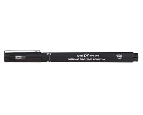 Uni PIN03-200-46 fine line marker 0,3mm, Sort (12stk) 40120346