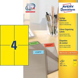 Avery 3459 Universale Labels/Etiketter, gule 105x148 4 pr.ark 100ark