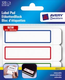 Avery 8312 Label Pads, farvet ramme 89x25 40ark (Udsalg f stk)