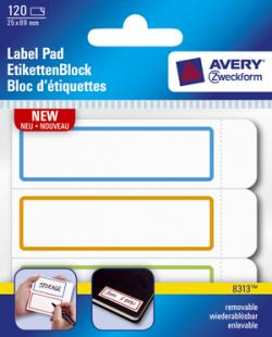 Avery 8313 Label Pads, farvet ramme, 89x25 40ark (Udsalg f stk)