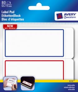Avery 8316 Label Pads, farvede rammer, 115x50 40ark (udsalg f stk)