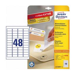 Avery L4736Rev-25 Aftagelige etiketter 48 pr. ark 45.7 x 21.2 30ark