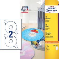 Avery L6043-25 Classic CD etiketter matt 2 pr. ark diameter 117mm 25ark