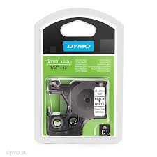 DYMO 16957 D1 Tape Fleksibel 12mm x 3,5m sort p hvid, S0718040