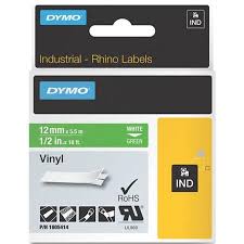 DYMO Rhino 1805414 Vinyl tape 12mm x 5,5m hvid p grn