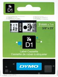 DYMO 40910 D1 Tape 9mm x 7m sort p klar/transparent, S0720670