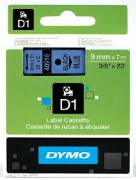 DYMO 40916 D1 Tape 9mm x 7m sort p bl, S0720710