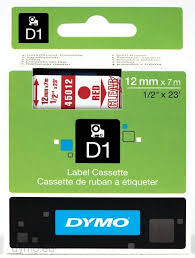 DYMO 45012 D1 Tape 12mmx7m rd p klar/transparent