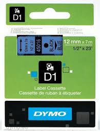 DYMO 45016 D1 Tape 12mm x 7m sort p bl, S0720560