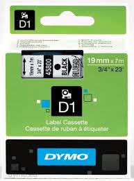 DYMO 45800 D1 Tape 19mm x 7m sort p klar/transparent, S0720820