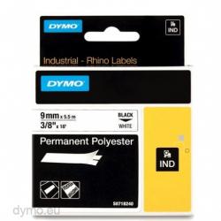 DYMO 18482 RhinoPRO Permanent polyester 9mm x 5,5m sort p hvid