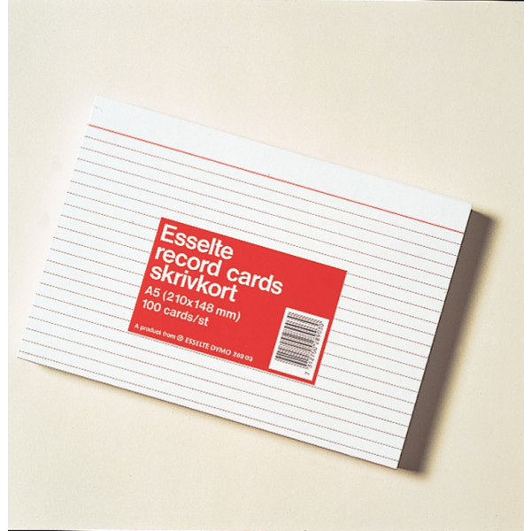 Kartotekskort A7 linieret hvidpakke med 100 kort, varenr. 28901