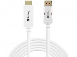 DisplayPort 1.4 HDMI 4K/60Hz, hvid (2m), Sandberg 509-16