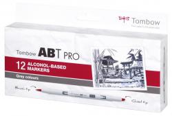 Marker ABT PRO Dual Brush 12P-3 Grey 12 farver, Tombow ABTP-12P-3