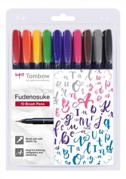 Brush pen Fudenosuke hrd, 10 farver, Tombow WS-BH-10P