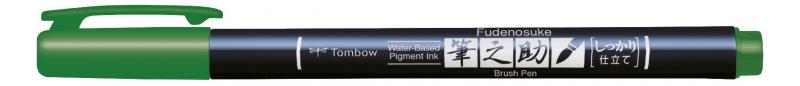 Brush pen Fudenosuke hrd grn, Tombow WS-BH07, 6stk