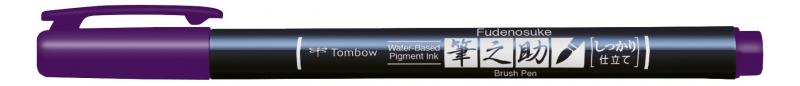 Brush pen Fudenosuke hrd lilla, Tombow WS-BH18, 6stk