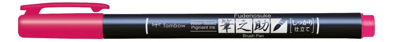 Brush pen Fudenosuke hrd pink, Tombow WS-BH22, 6stk