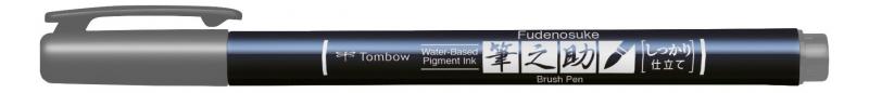Brush pen Fudenosuke hrd gr, Tombow WS-BH49, 6stk