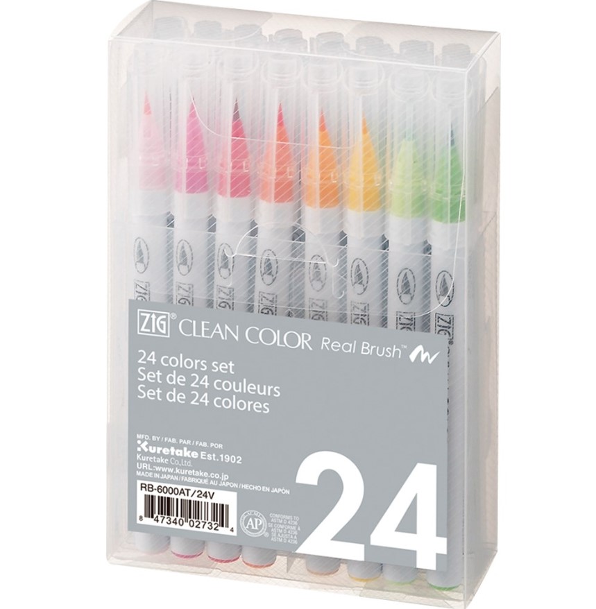 Clean Color Pensel Pen st m. 24 stk, ZIG RB-6000AT/24V